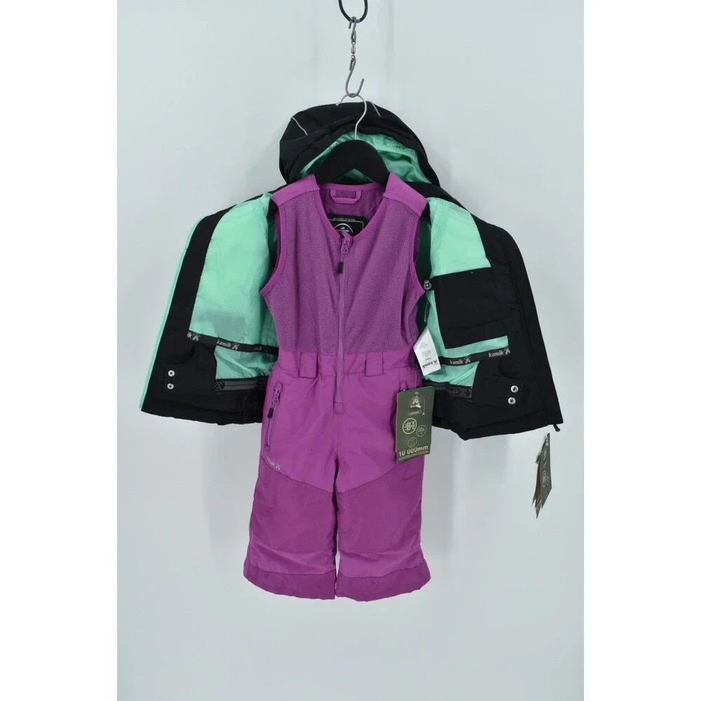 Kamik Size 3 Girls Aayla Jacket Storm Bibs Snowsuit NWT Orchid Mint